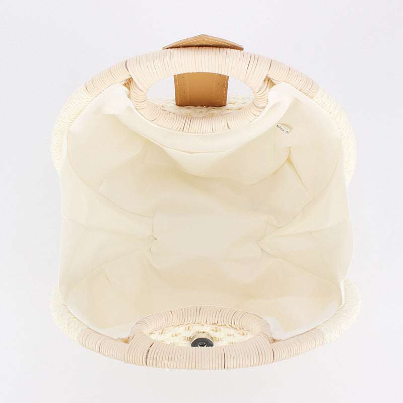 Cute Rattan Shell Bag, Casual Straw Vacation Beach Bag