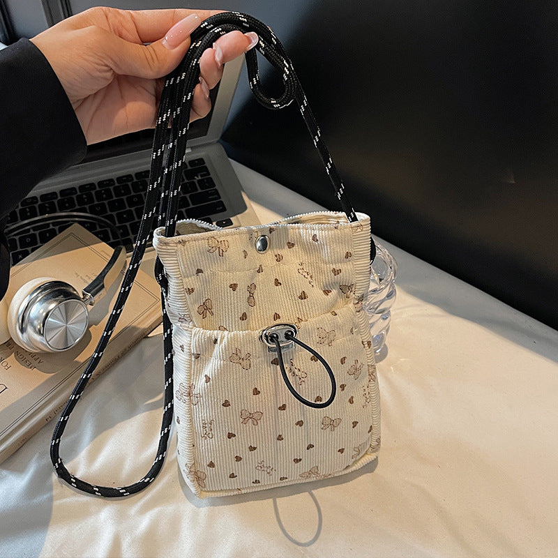 Women 2026 Spring Corduroy Crossbody Phone Bag