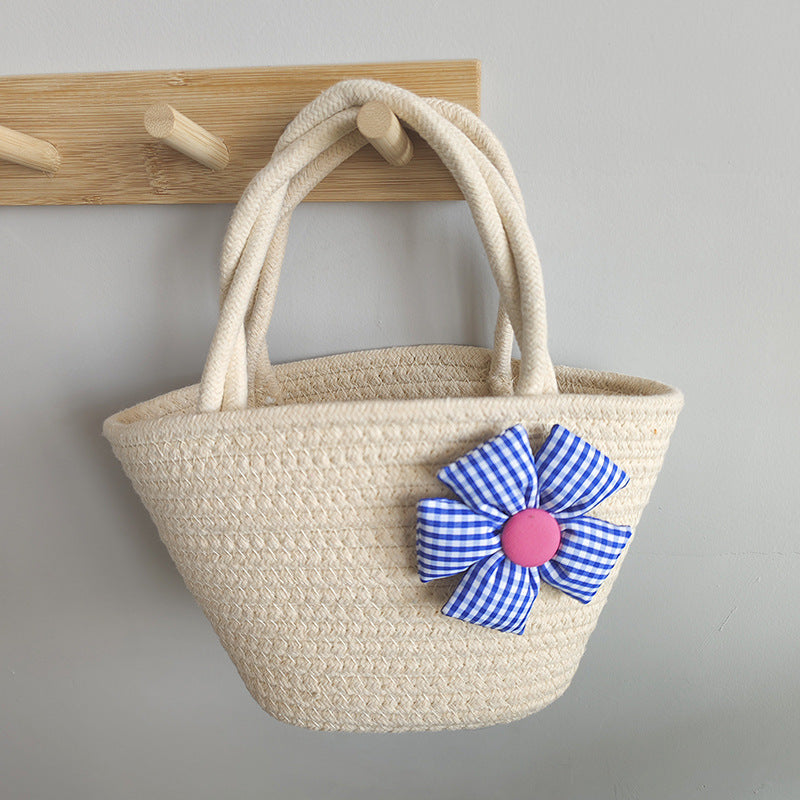 Casual Cute Cotton Rope Handheld Woven Bag