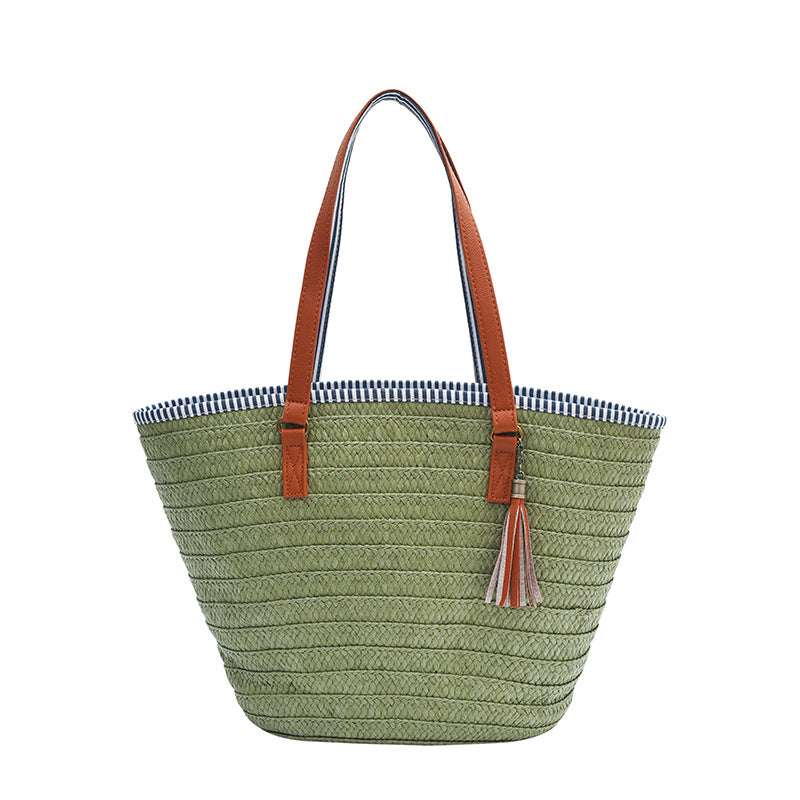 Minimalist Straw Large Handbag Unique Travel Vacation Shoulder Tote Bag