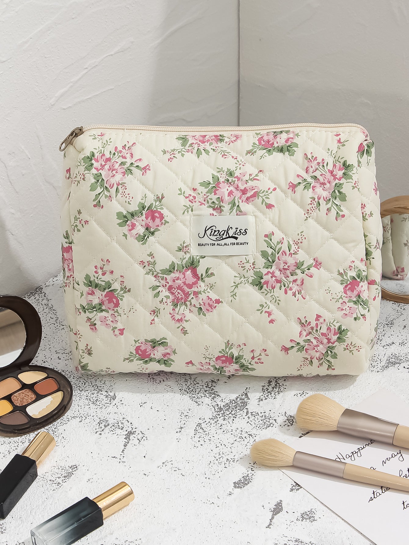 Fresh Floral Cotton Cosmetic Bag