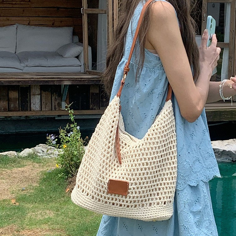 Woven Hollow Tote Beach Shoulder Bag