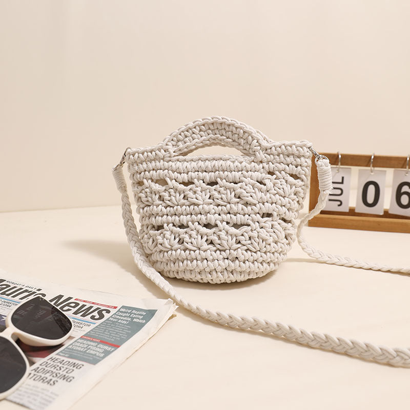 Crossbody Cotton Woven New Cute Handheld Hollow Straw Beach Bag