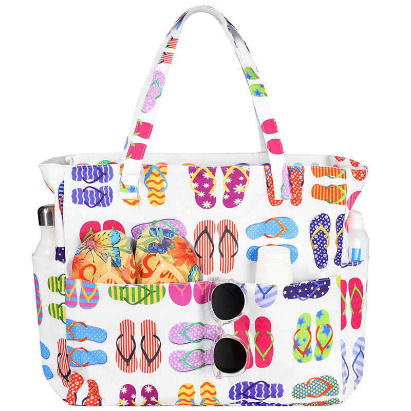 Large-Capacity Beach Travel Hand-Printed Storage Bag