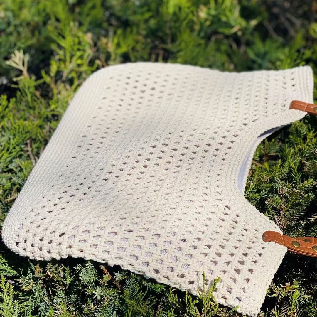 Lightweight Fishnet Knitted Shoulder Tote Bag