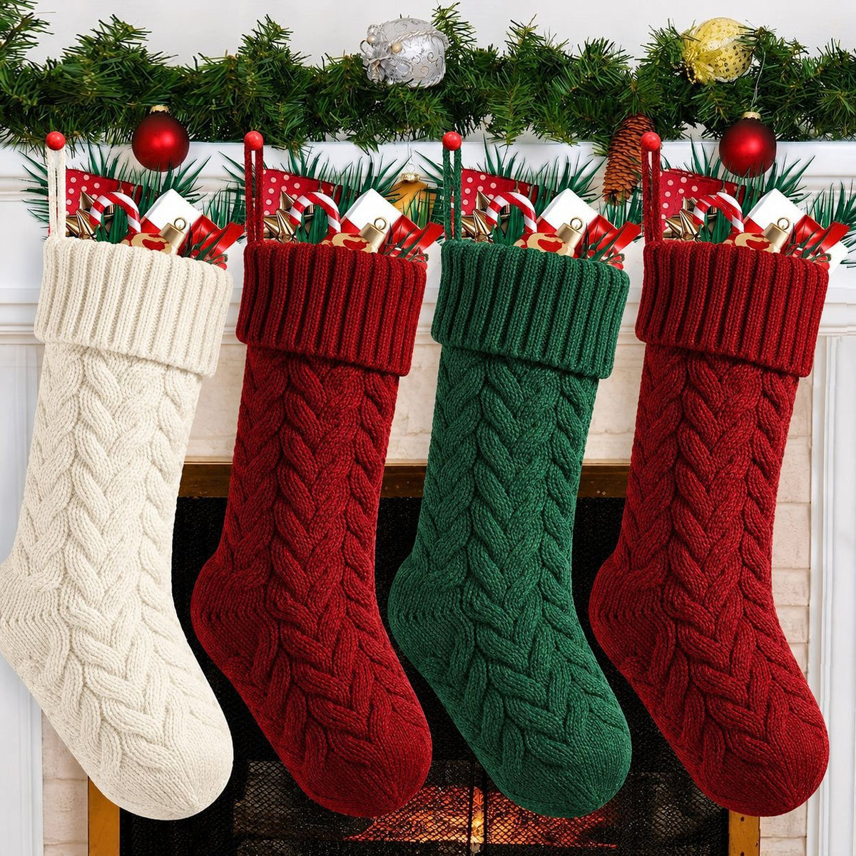 Multiple Styles Christmas Cable Knit Stockings