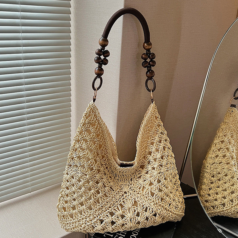 Women Large Woven 2026 New Summer Beach Straw Shoulder Tote Bag