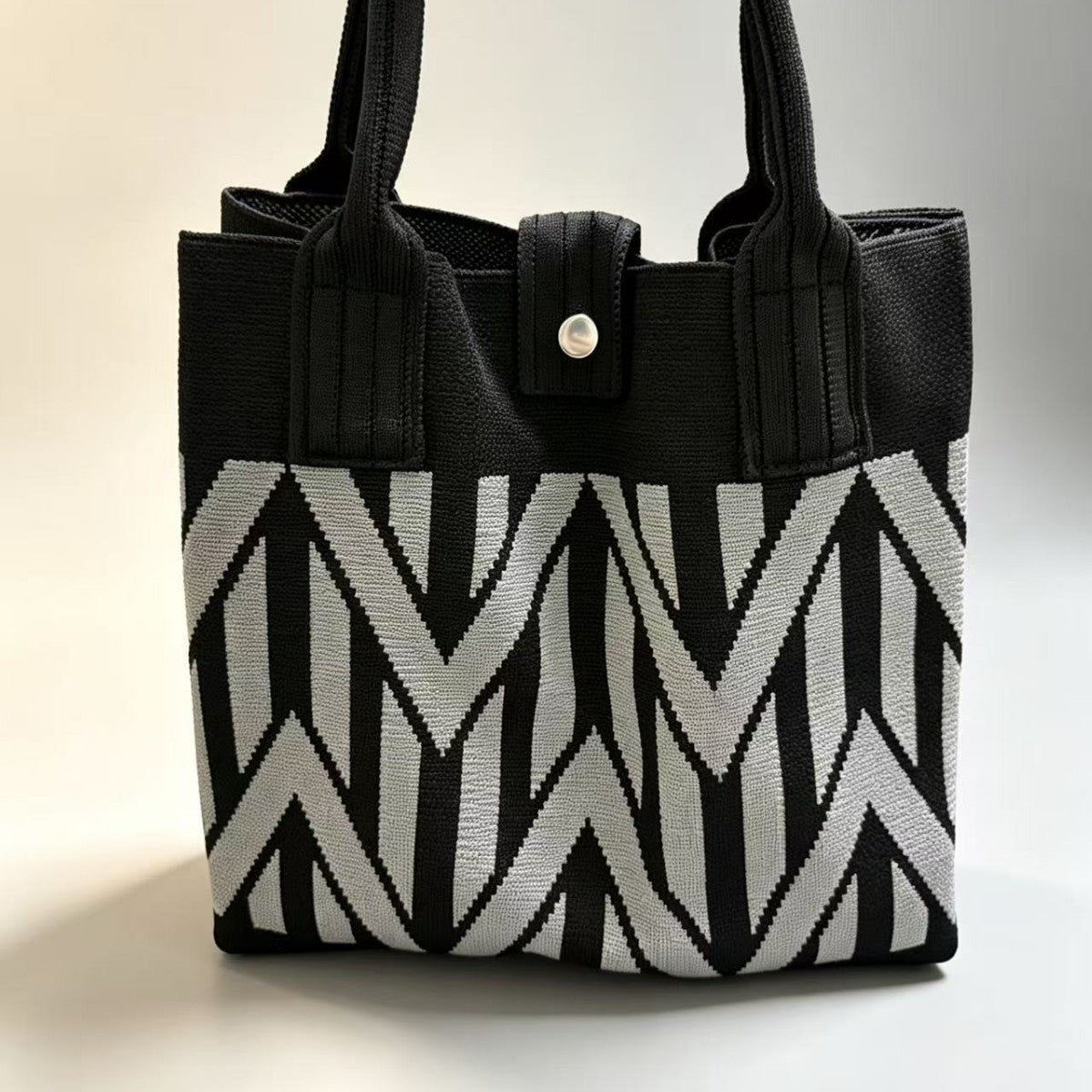 Casual Assorted Patterns Textured Snap Closure Tote Bag