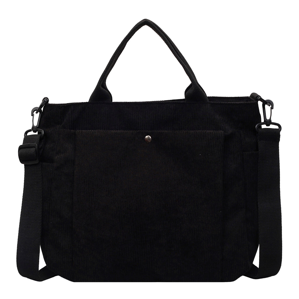 Corduroy Multi-Pocket Convertible Shoulder Tote Bag
