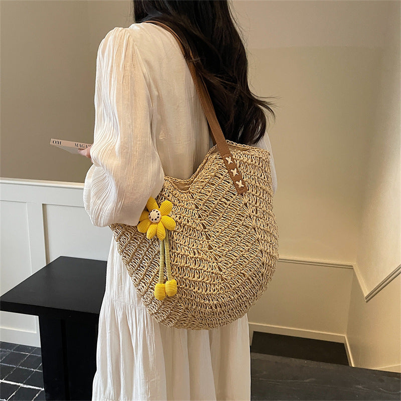 Women Handmade Woven 2026 Spring New Trendy Large Tote Beach Shoulder Bag