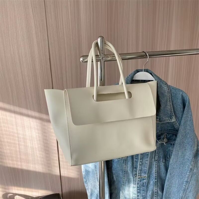 Minimalist Vegan Leather Large Top Handle Work Tote Bag