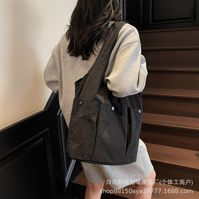 2026 Solid Large Capacity Multi-Pocket Shoulder Tote Bag