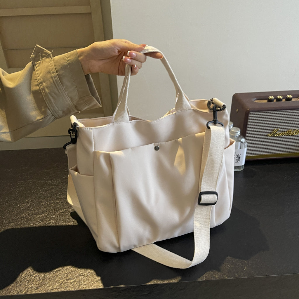 Large-Capacity Multi-Pocket Convertible Nylon Shoulder Tote Bag