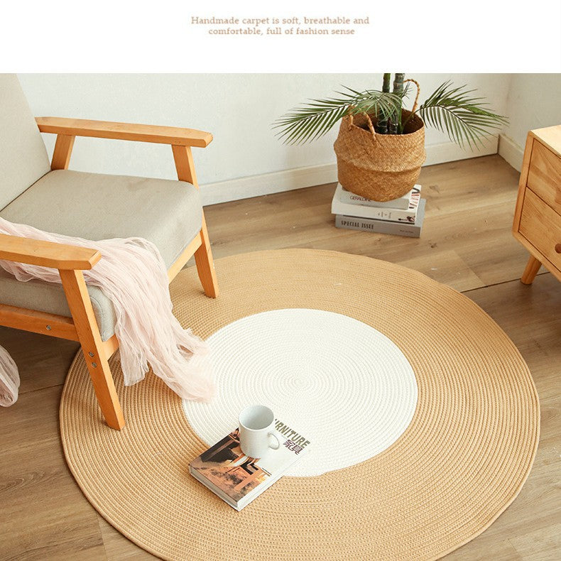 Cotton Linen Tassel Round Floor Mat