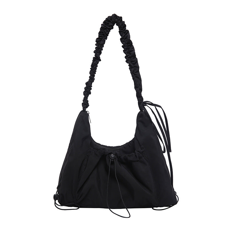Women Nylon Drawstring Pleated Cloud Bag, Casual Versatile Crossbody Shoulder Bag