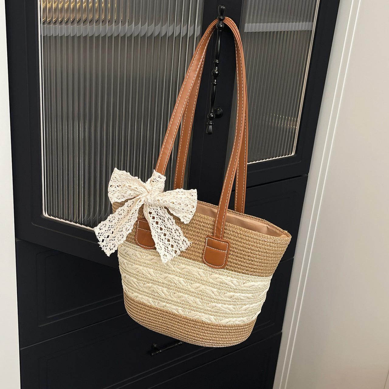 Cross-Border Woven Straw Bag, Beach Vacation Vegetable Basket, New Handmade Handbag, Lazy Style Beach Bag, Commuter Bag