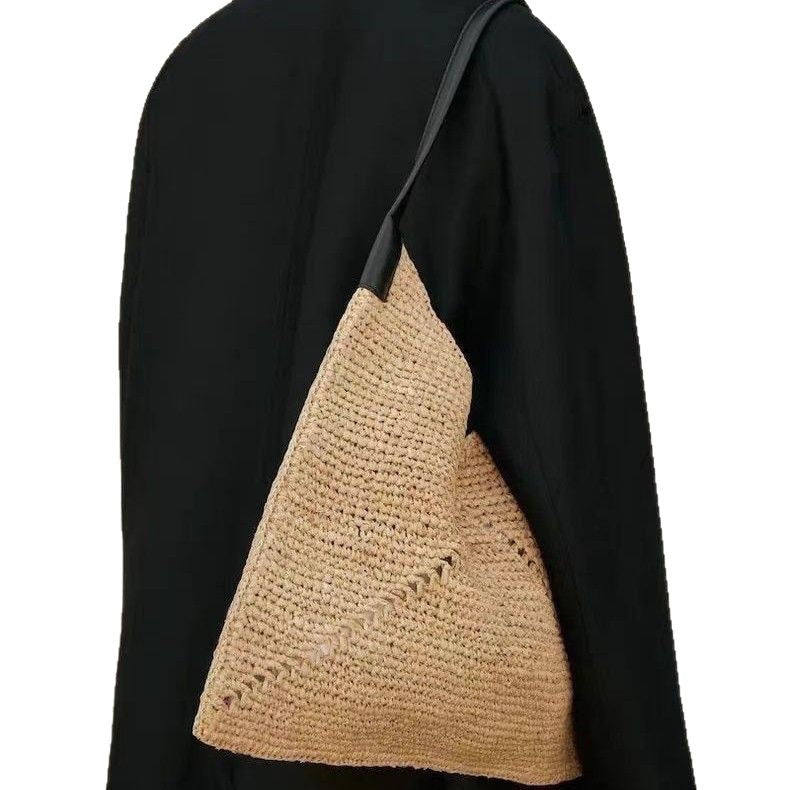 Straw Hollow Woven Large Triangle Beach Bag
