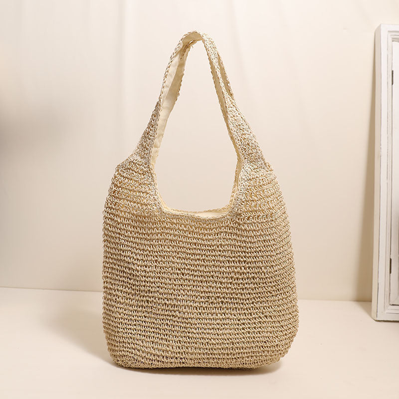 Handwoven Straw Shoulder Woven Summer Beach Tote Bag