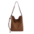 Cozy Fall Winter Suede Shoulder Bag with Adjustable Strap