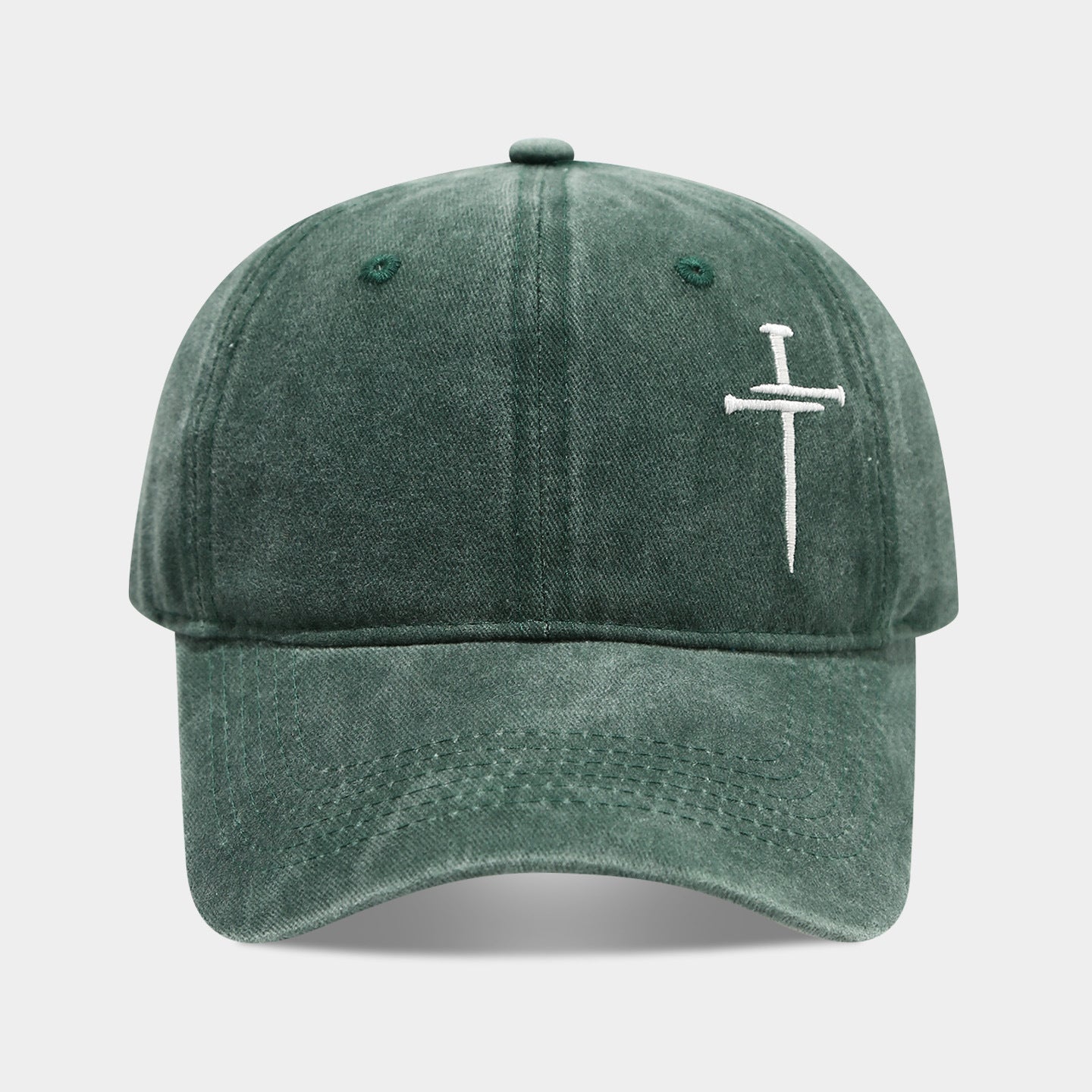 Washed Retro Cotton Embroidered Cross Baseball Cap