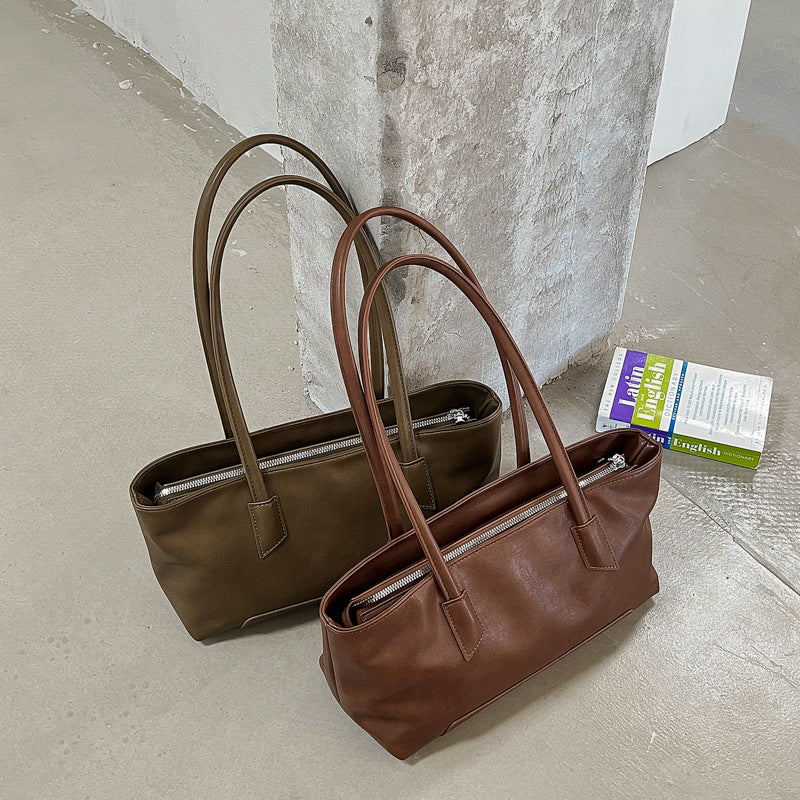 Minimalist Soft Touch Structured Tote with Long Shoulder Straps