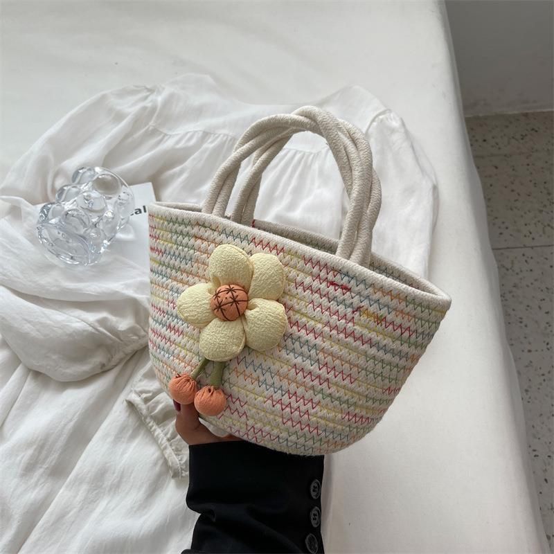 Casual Cute Cotton Rope Handheld Woven Bag