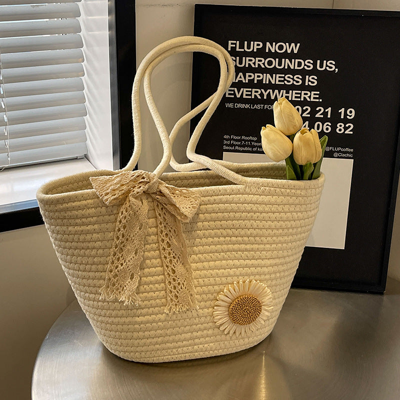 Large Capacity Hand-Woven Tote Crossbody Bag