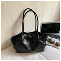 Soft PU Leather Shoulder Tote with Folded Side Details