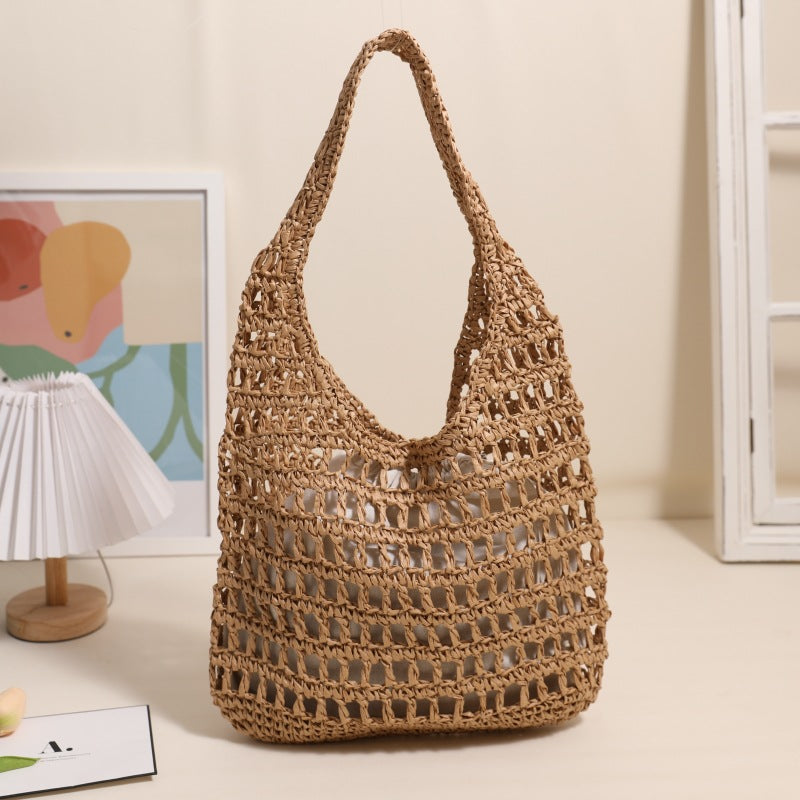 Large Shoulder Straw New Hollow Tote Handheld Woven Beach Bag