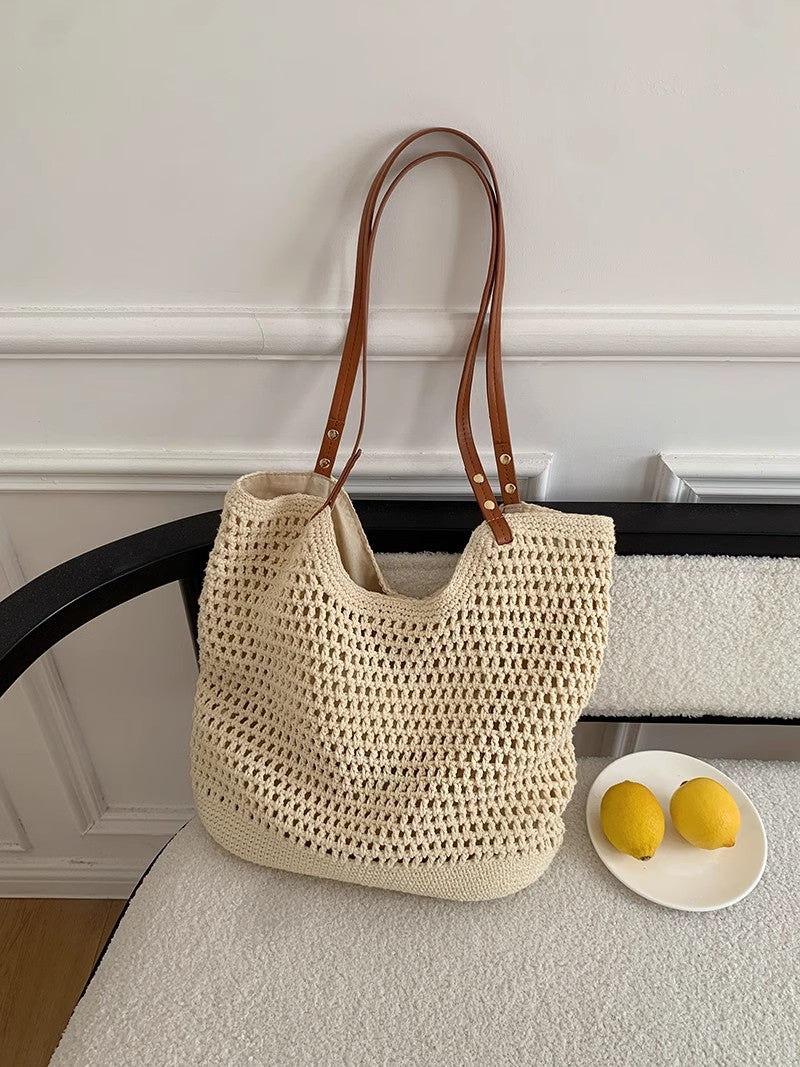 Woven Straw Commuter Tote Large Capacity Beach Shoulder Bag