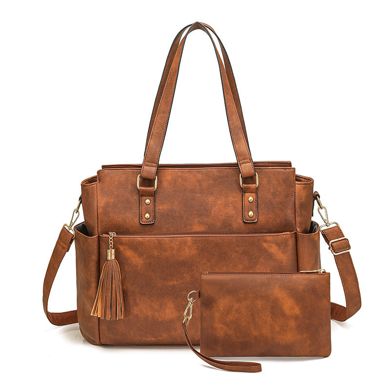 Women Fashion Laptop Briefcase Large Tassel Zipper Set Bag