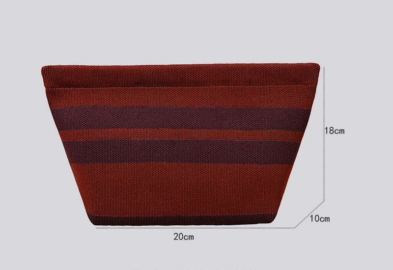 Striped Knitted Wool Cosmetic Clutch Bag