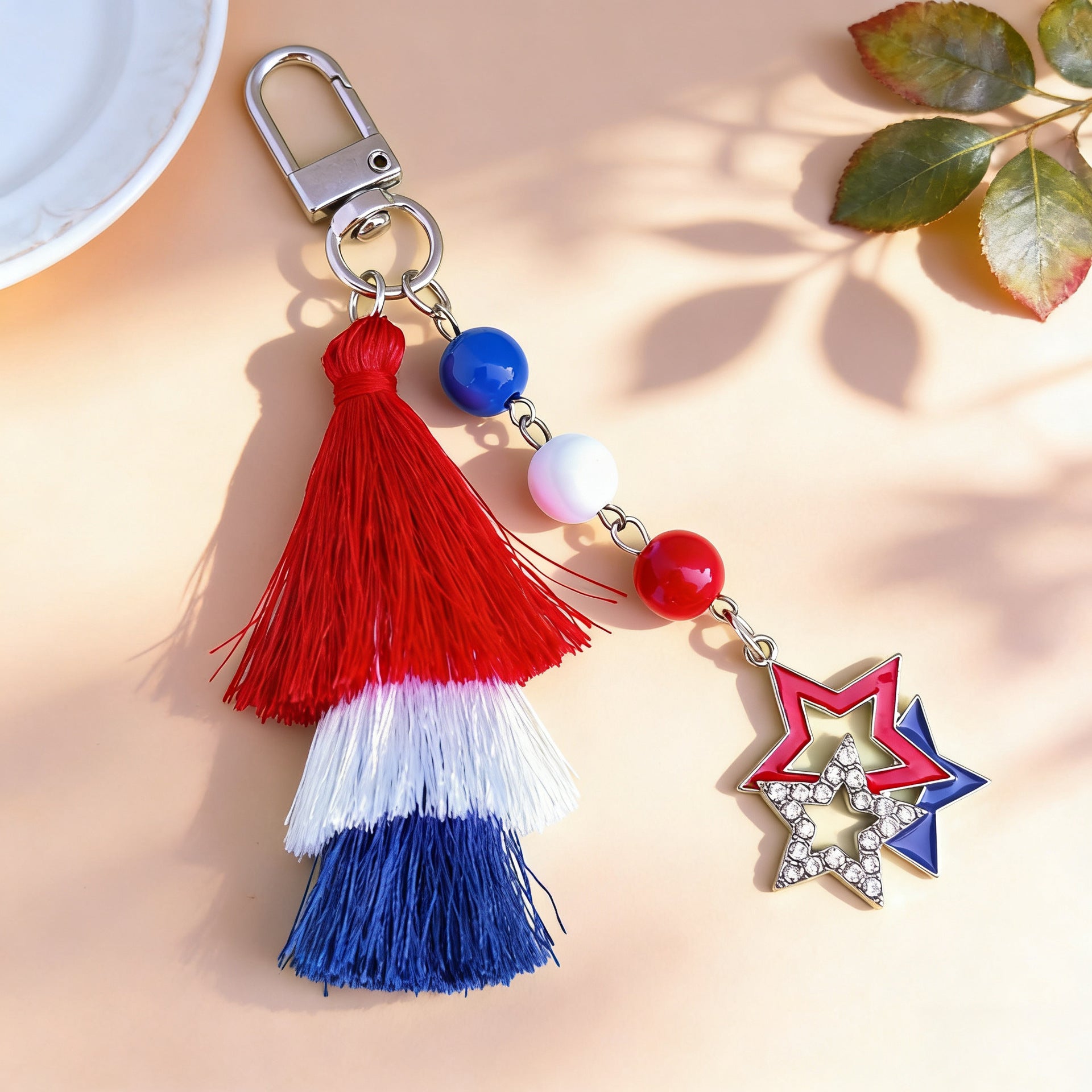 American Independence Day Alloy Love Star Keychain