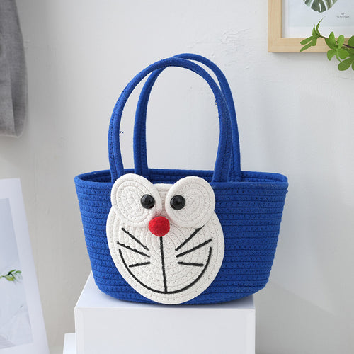 Cartoon Cotton Rope Woven Tote Bag