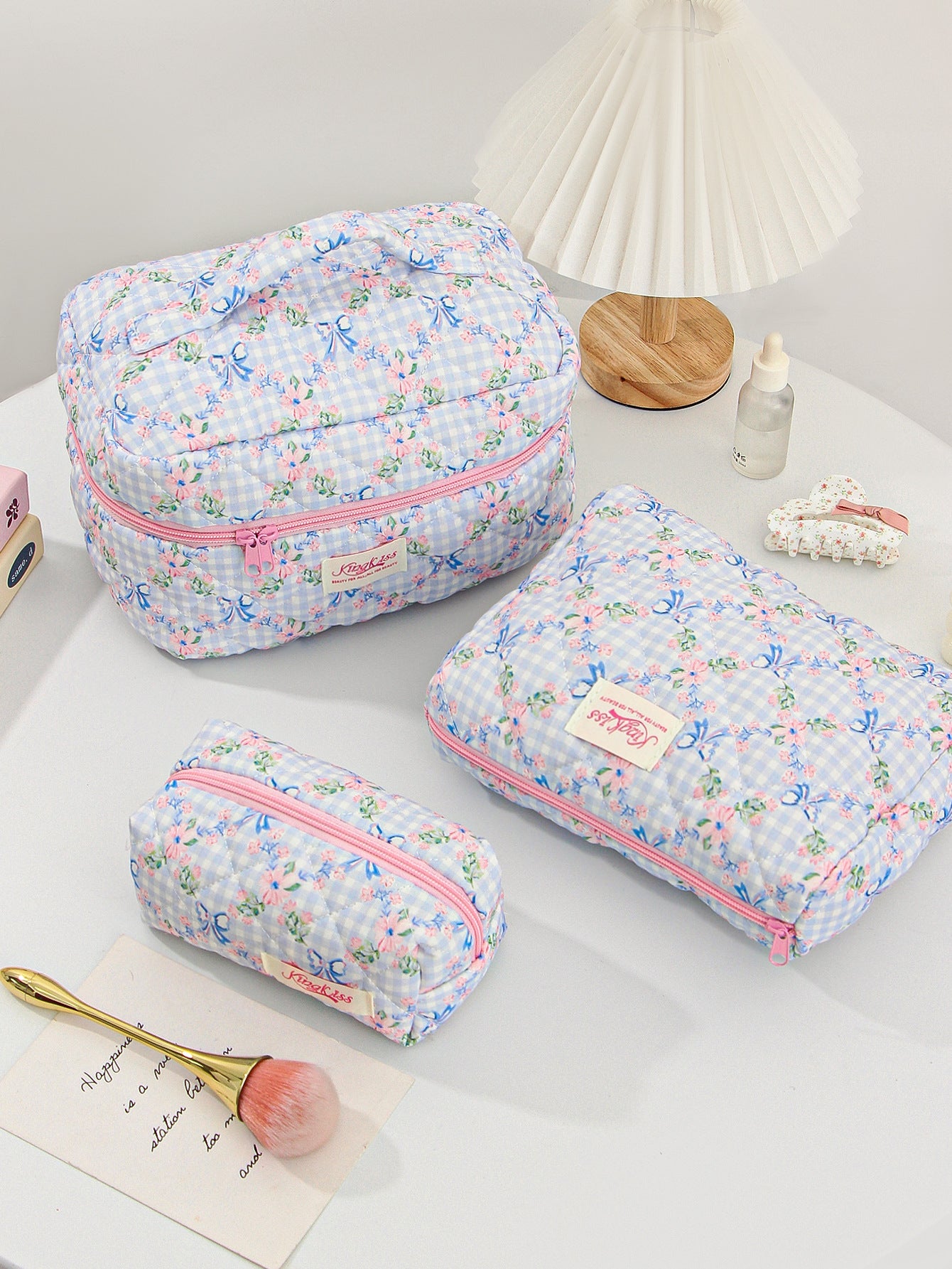 Canvas Striped Octagonal Large-Capacity Toiletry Bag