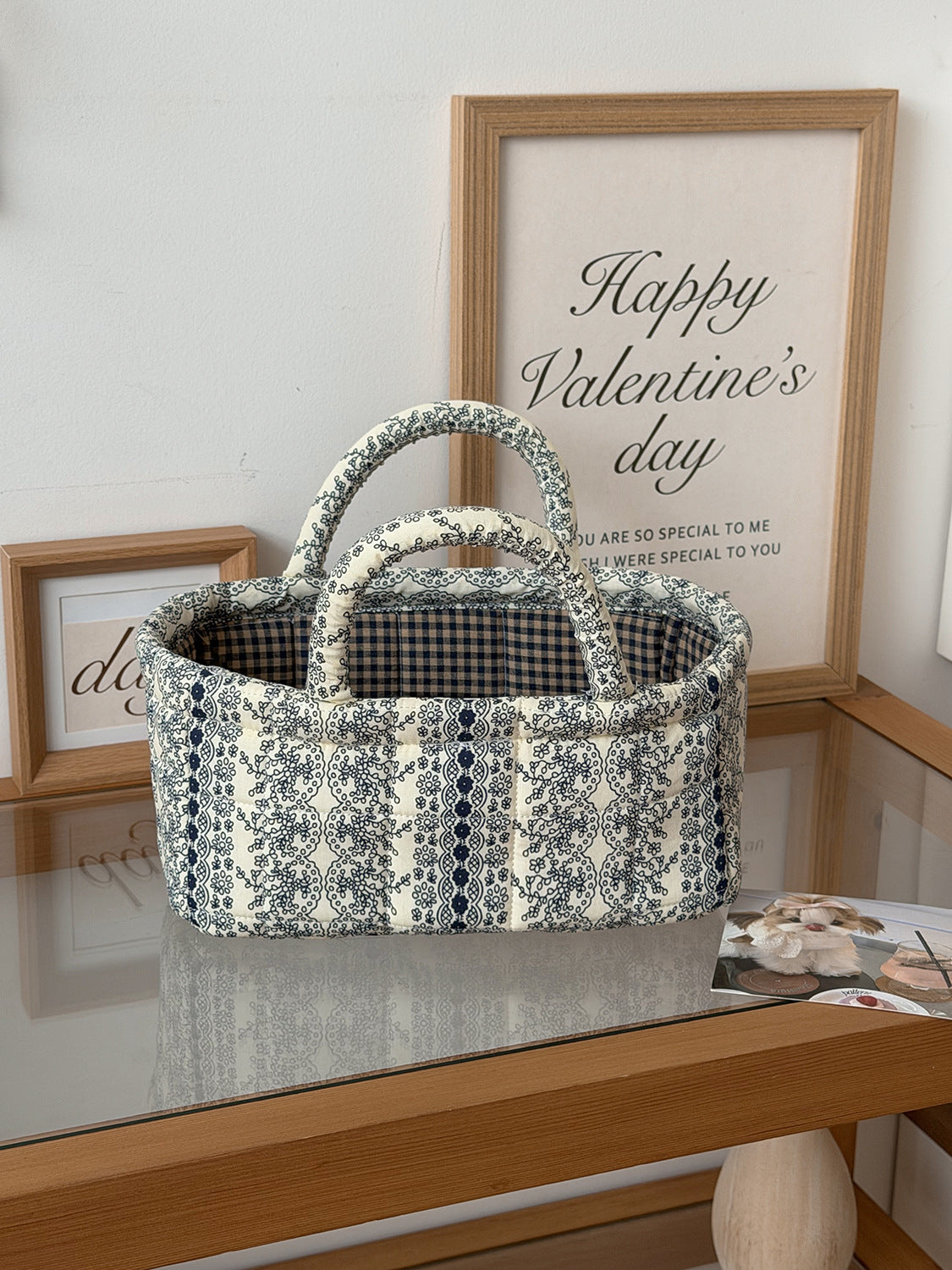 Pastoral Floral Desktop Organizer Basket