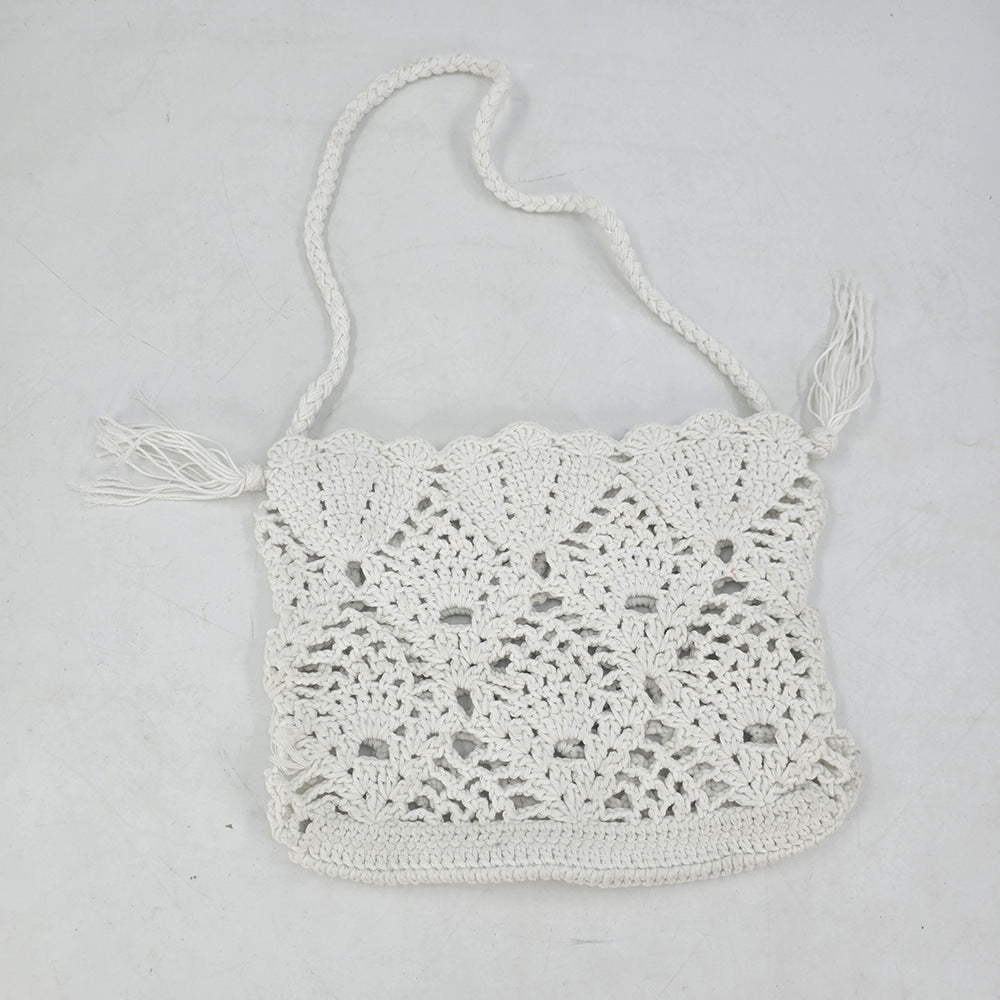 Braided Crochet Cotton Open Compact Handbag