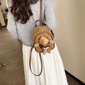 Mini Suede Backpack with Cute Plush Bear