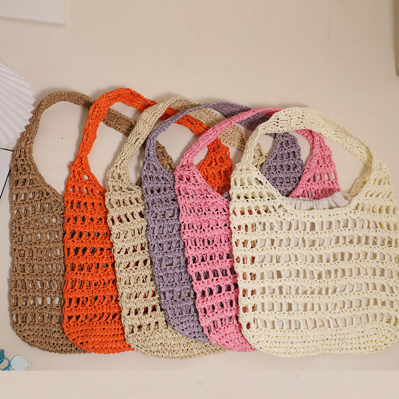 Large Shoulder Straw New Hollow Tote Handheld Woven Beach Bag