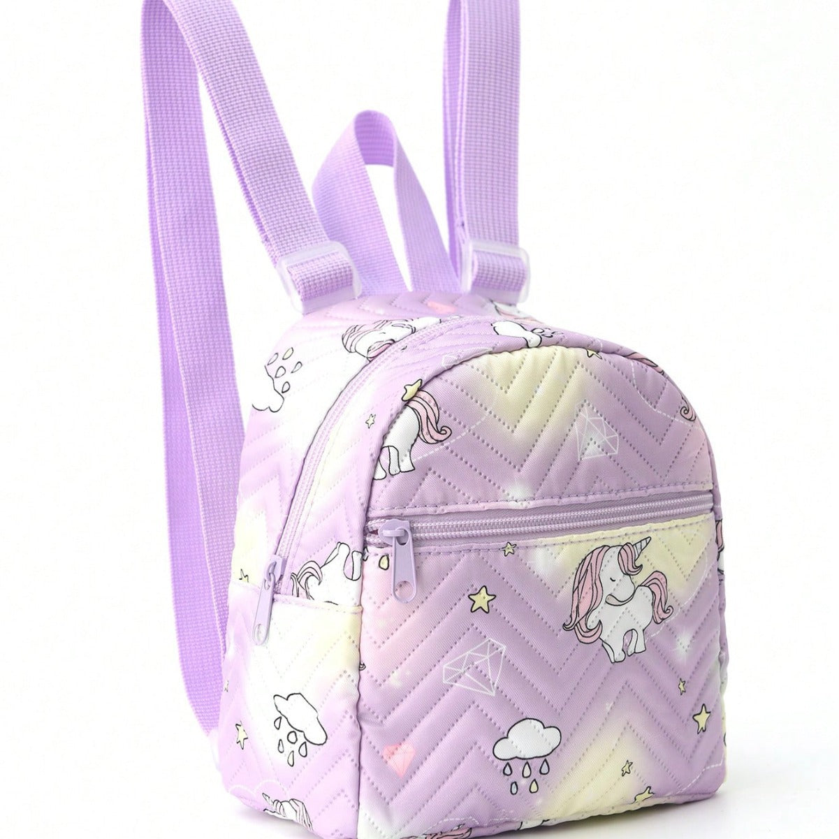 Rainbow Multicolor Pu Quilted Mini Backpack