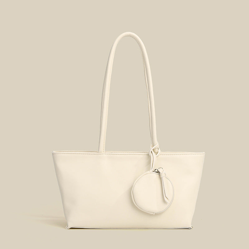 Minimalist PU Leather Shoulder Tote Bag with Coin Pouch