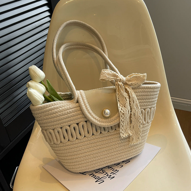 Hand-Woven Straw Beach Shoulder Bag