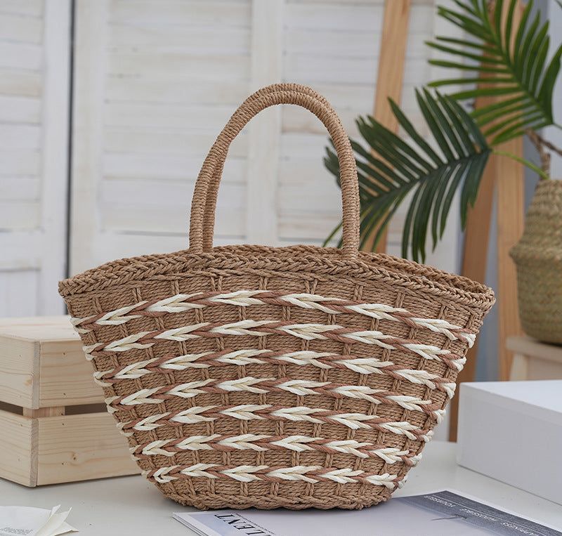 Versatile Paper Rope Woven Straw Shopping Bag