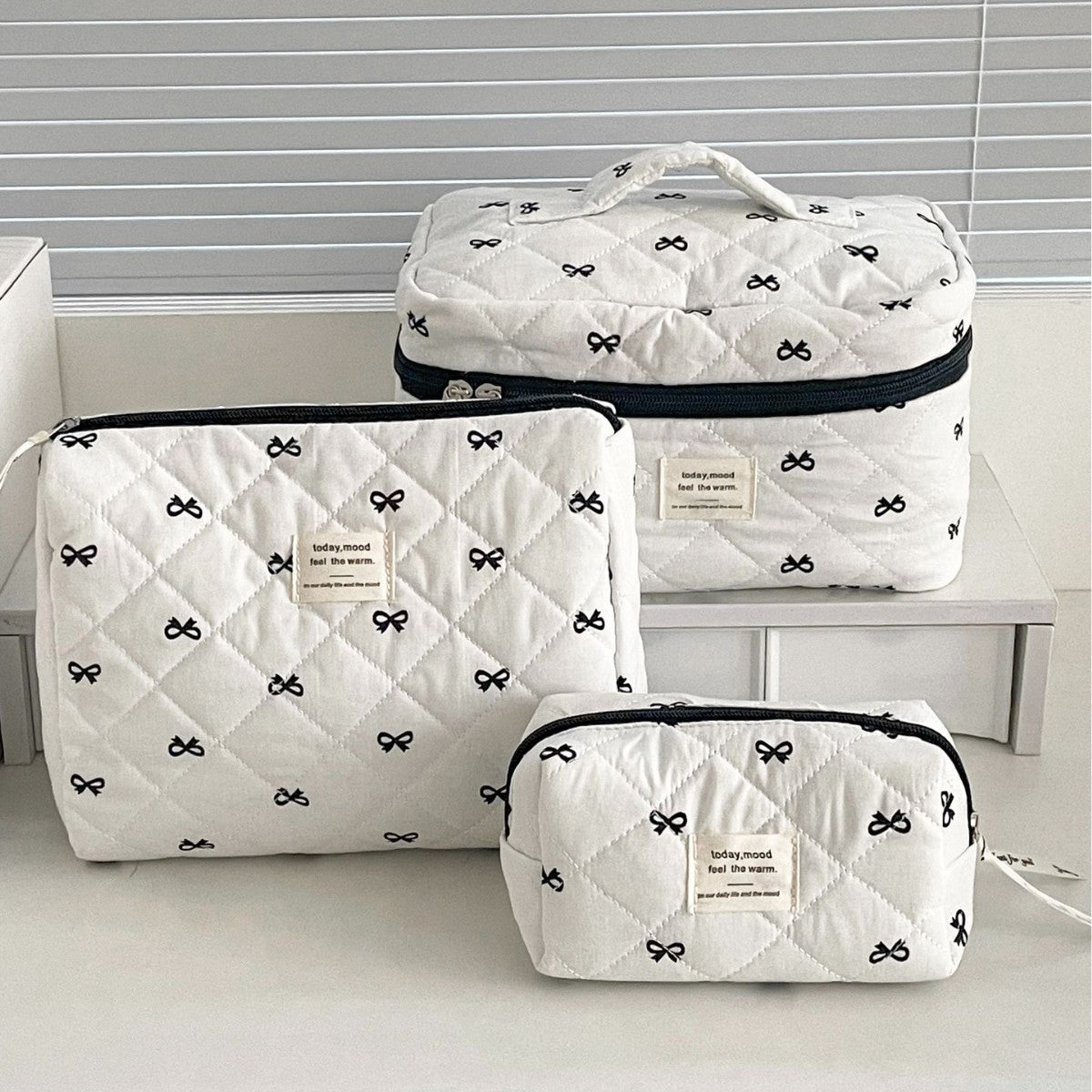 Multi-Pattern Palace Quilted Cosmetic Clutch and Octagonal Set