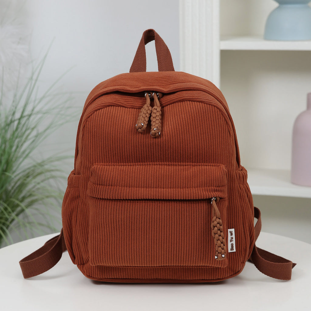 Women 2026 Corduroy Backpack, Mini Student School Bag