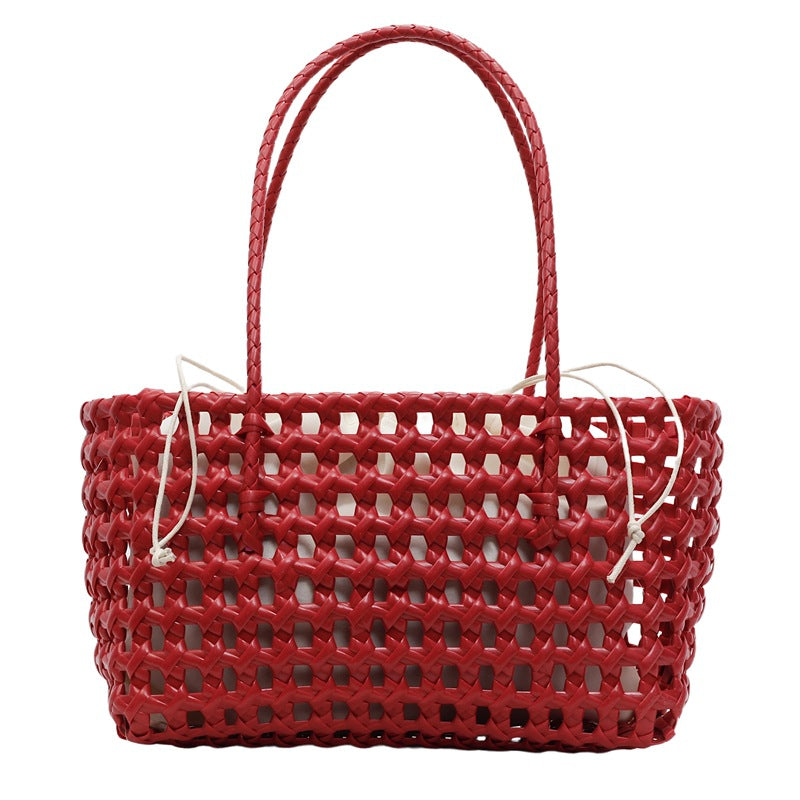 2026 Hollow Woven Summer Beach Shopping Shoulder Handheld Bag