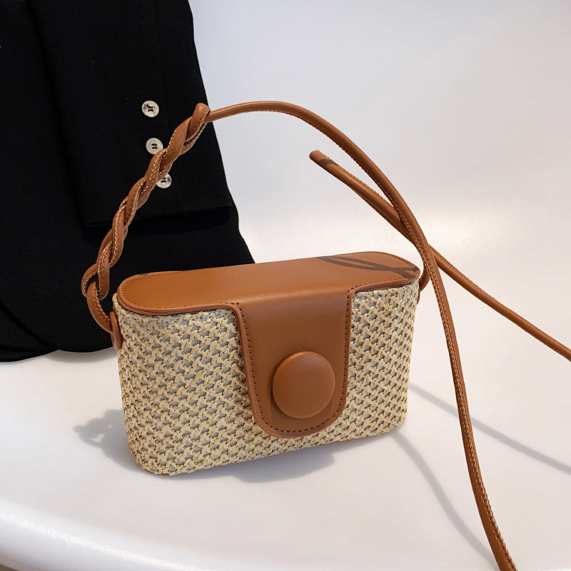 Straw Woven Single Shoulder Crossbody Beach Bag