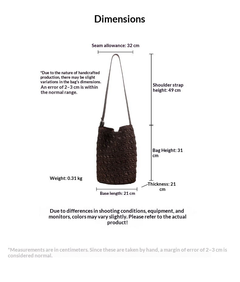 Boho Handwoven Paper Straw Bucket Adjustable Crossbody Shoulder Bag
