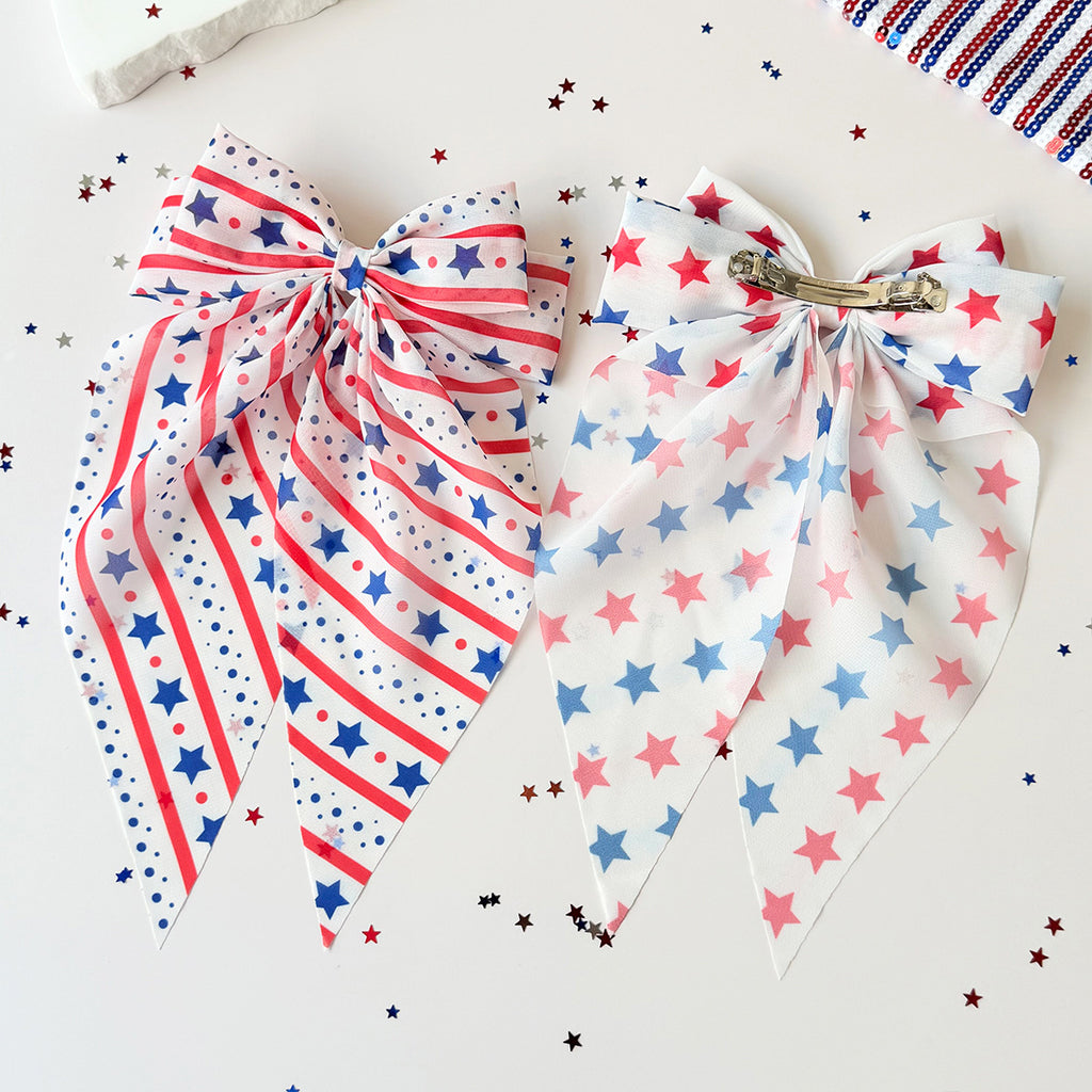 Independence Day Star Stripe Bow Hair Clip