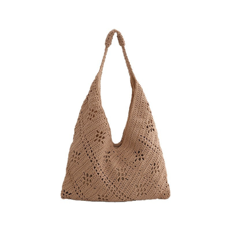 Women Daisy Flower Straw Woven Portable Shoulder Beach Vacation Bag